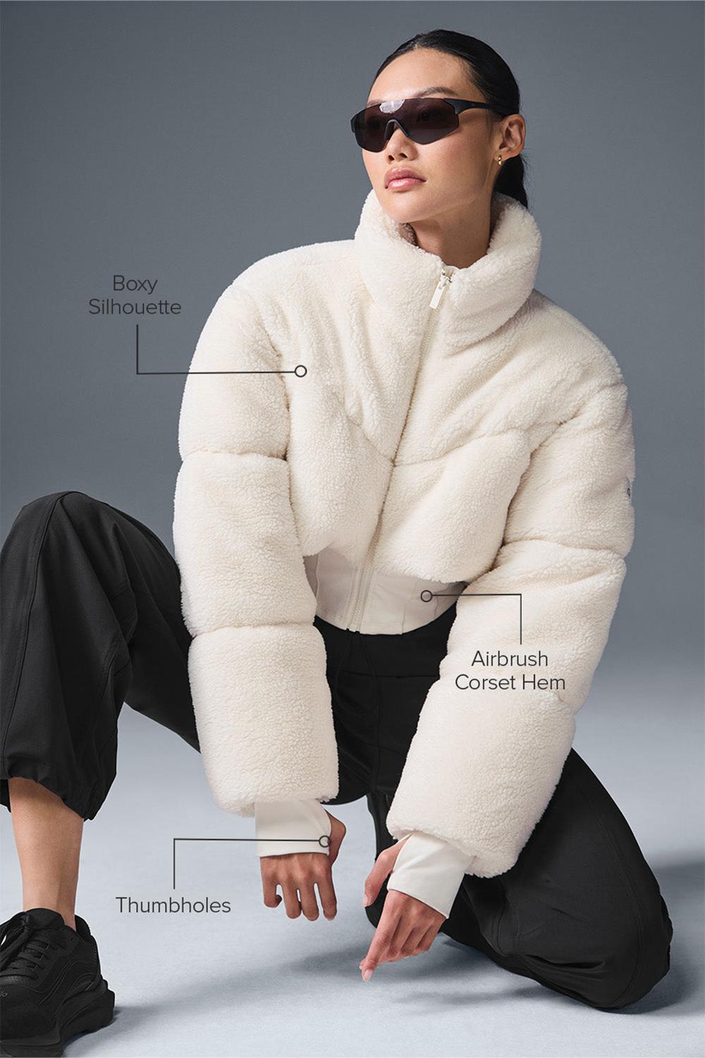 Ivory Alo Yoga Sherpa Main Act Corset Women Puffer Jacket | KSA  CYM142653