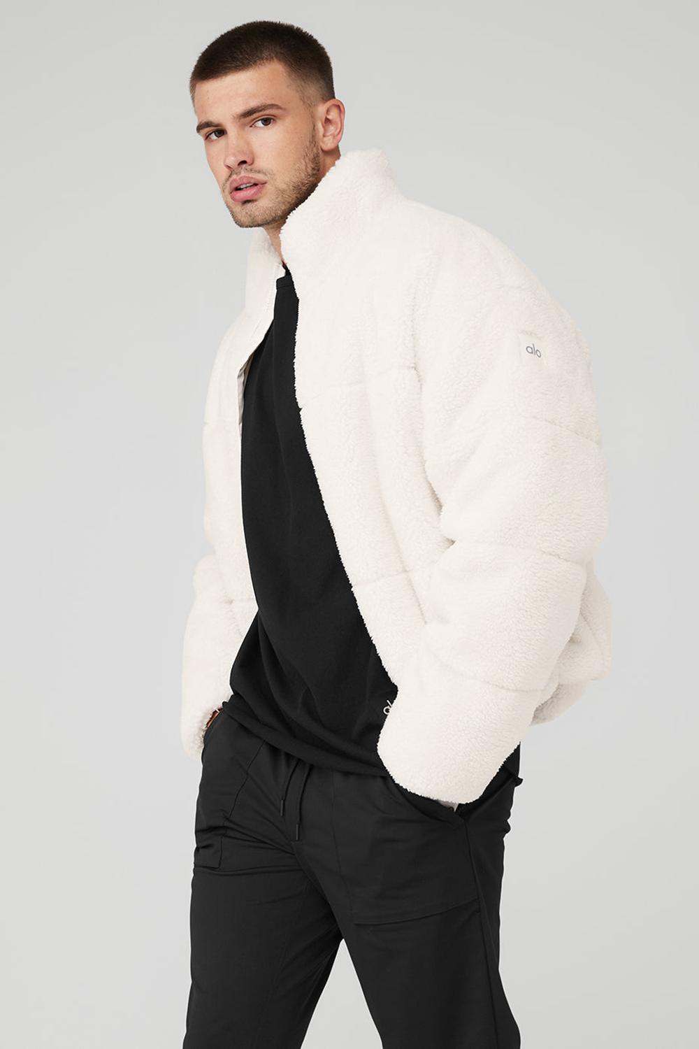 Ivory Alo Yoga Sherpa Stage Men Puffer Jacket | KSA  QJW274160