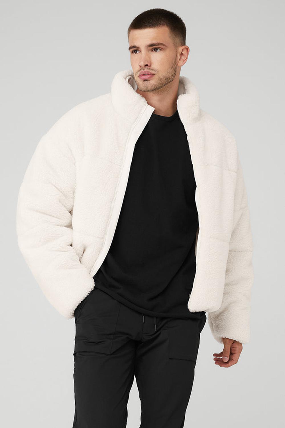 Ivory Alo Yoga Sherpa Stage Men Puffer Jacket | KSA  QJW274160