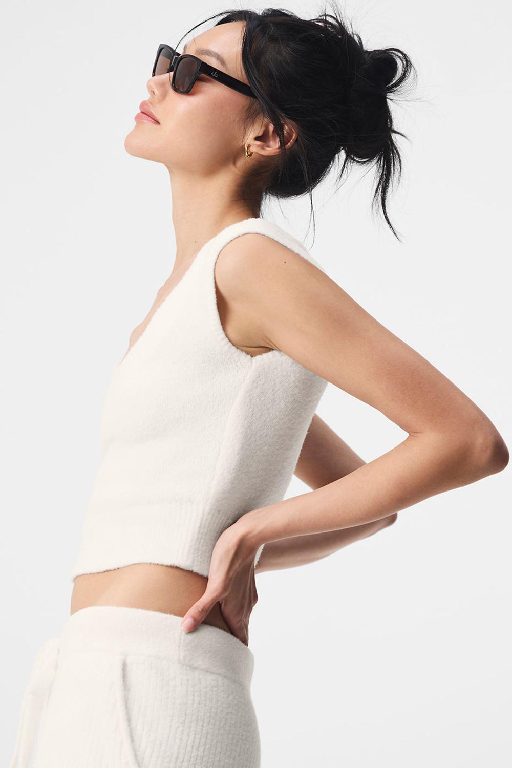 Ivory Alo Yoga Snuggle Up Women Short Sleeve | KSA  ZDB580621