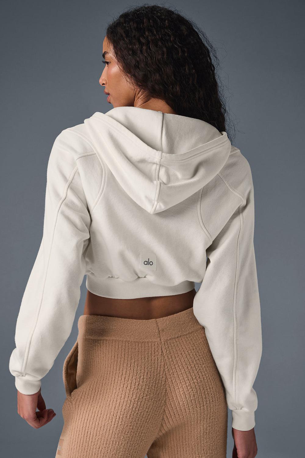 Ivory Alo Yoga Sweet Escape Zip Up Women Hoodie | KSA  EWM910768