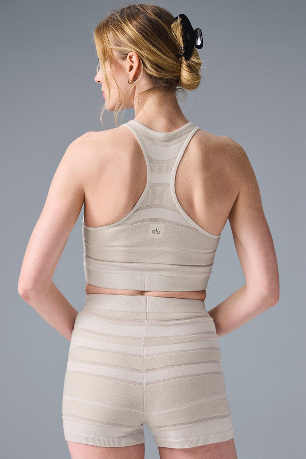 Ivory / Alabaster Alo Yoga Sport Play Knit Women Bra | KSA  FOM967084