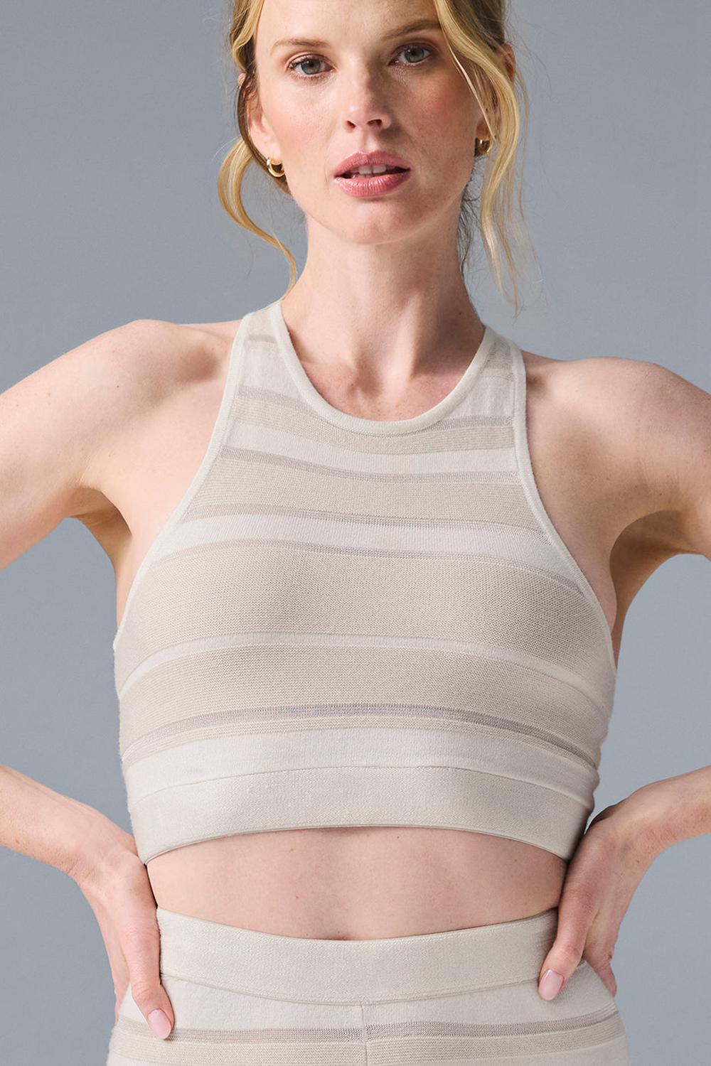 Ivory / Alabaster Alo Yoga Sport Play Knit Women Bra | KSA  FOM967084
