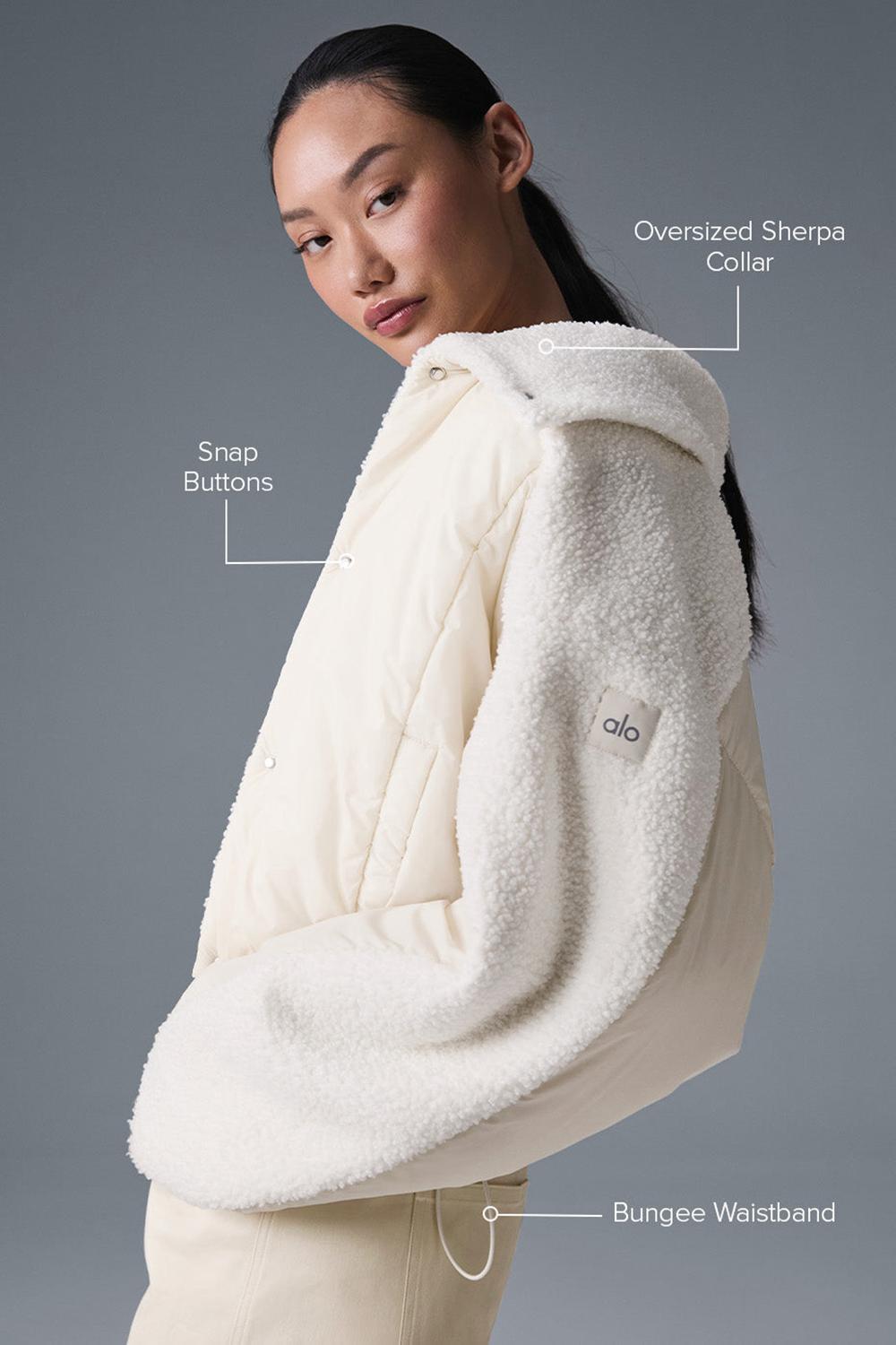Ivory / Ivory Alo Yoga Sherpa Cozy Escape Women Puffer Jacket | KSA  PST048317