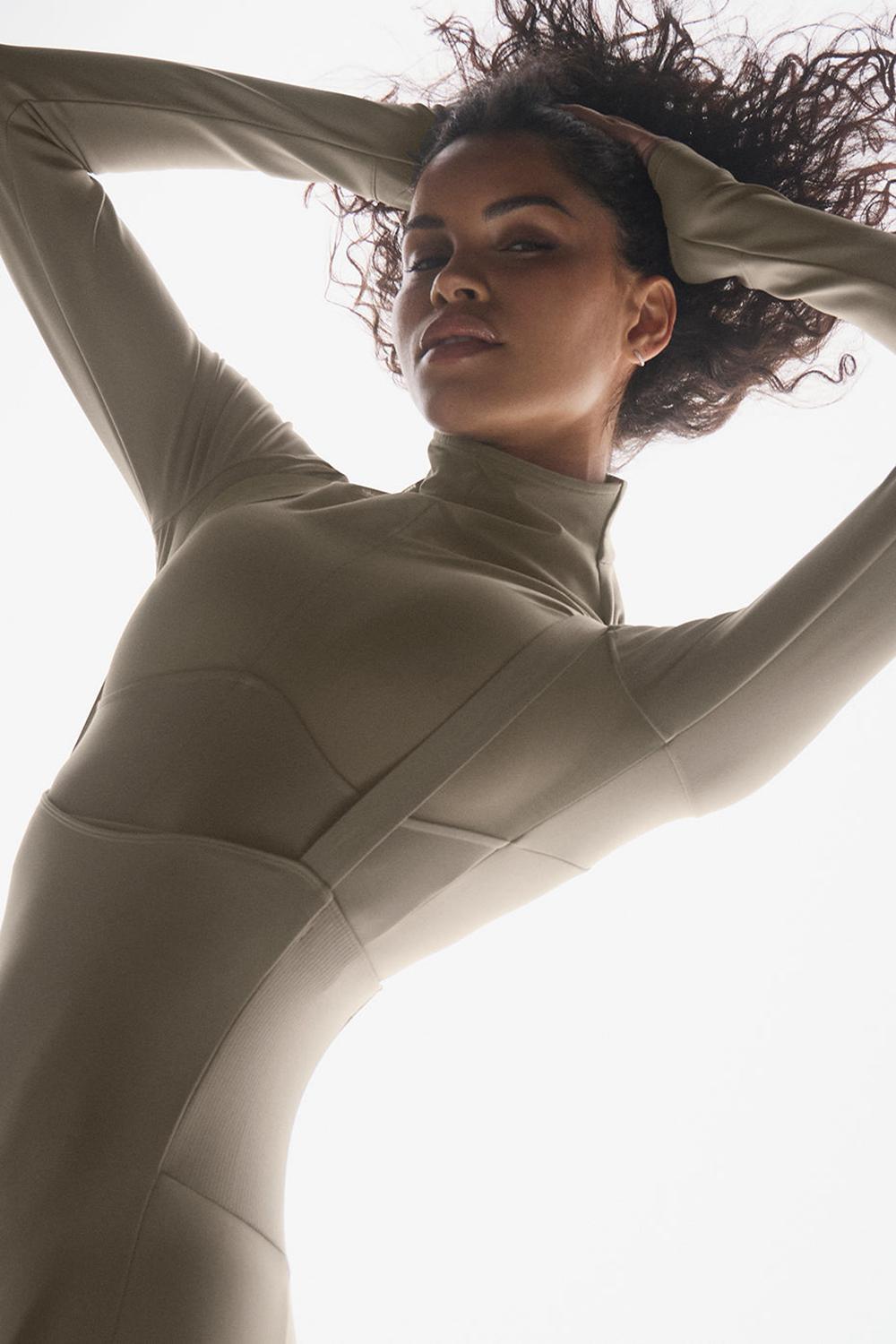 Light Cocoa Alo Yoga Airlift Winter Warm Mesh Ski Time Women Long Sleeve | KSA  OQE284935
