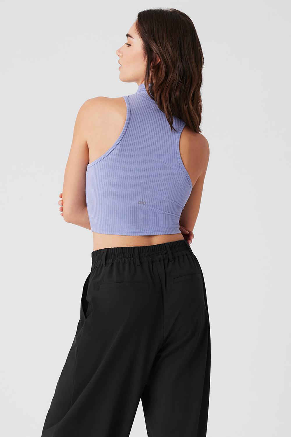 Lilac Blue Alo Yoga Ribbed Sea Coast Cropped Turtleneck Women Tank | KSA  KZA340695