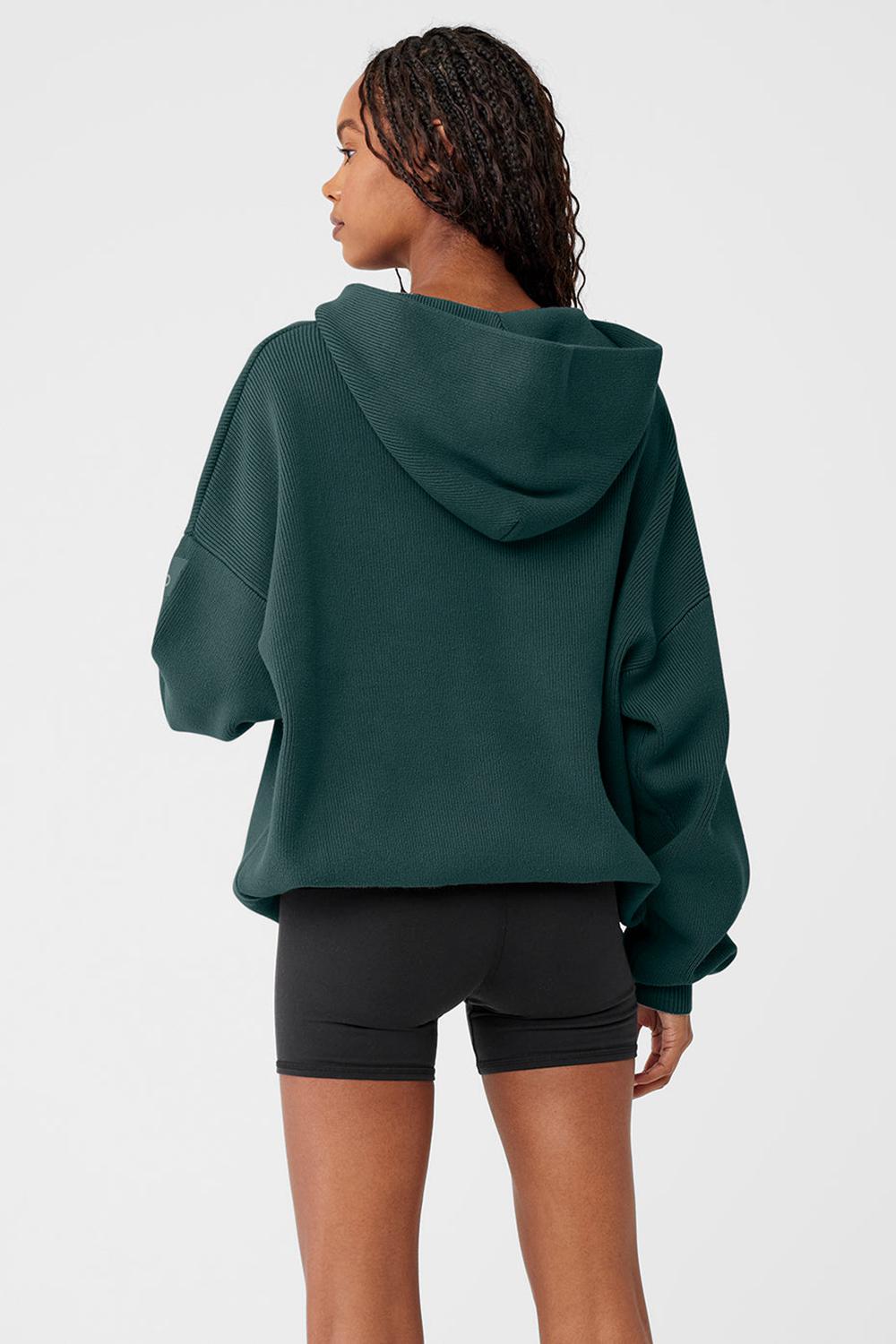 Midnight Green Alo Yoga Scholar Hooded Women Sweater | KSA  YIA582174