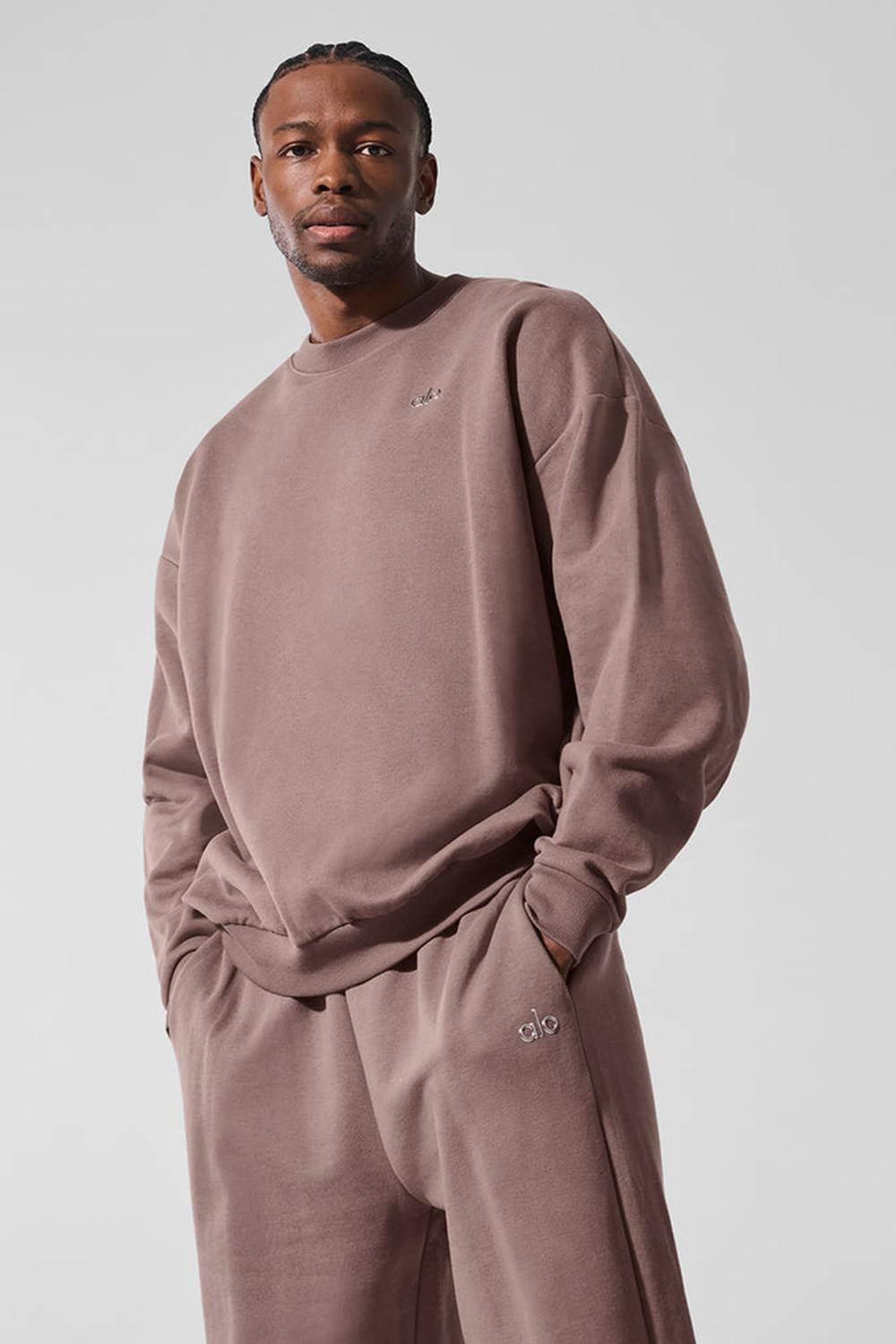 Mushroom Alo Yoga Accolade Crew Neck Men Pullover | KSA  ZGX465719
