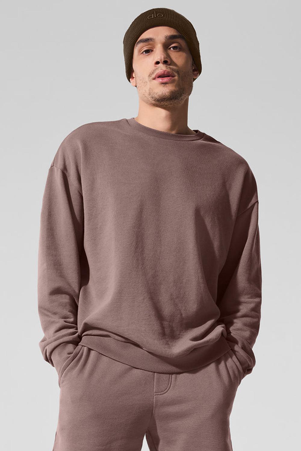 Mushroom Alo Yoga Chill Crew Neck Men Pullover | KSA  BCG216984