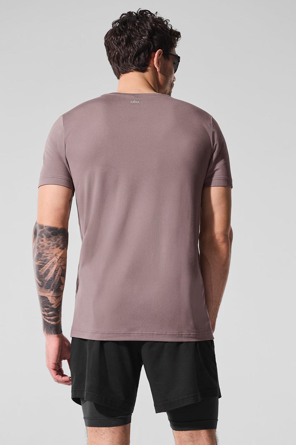 Mushroom Alo Yoga Conquer Reform Crewneck Men Short Sleeve | KSA  USY738201