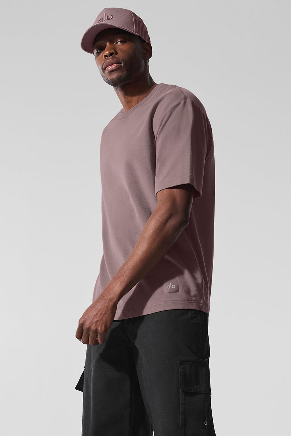 Mushroom Alo Yoga Double Take Men Short Sleeve | KSA  MBY075194