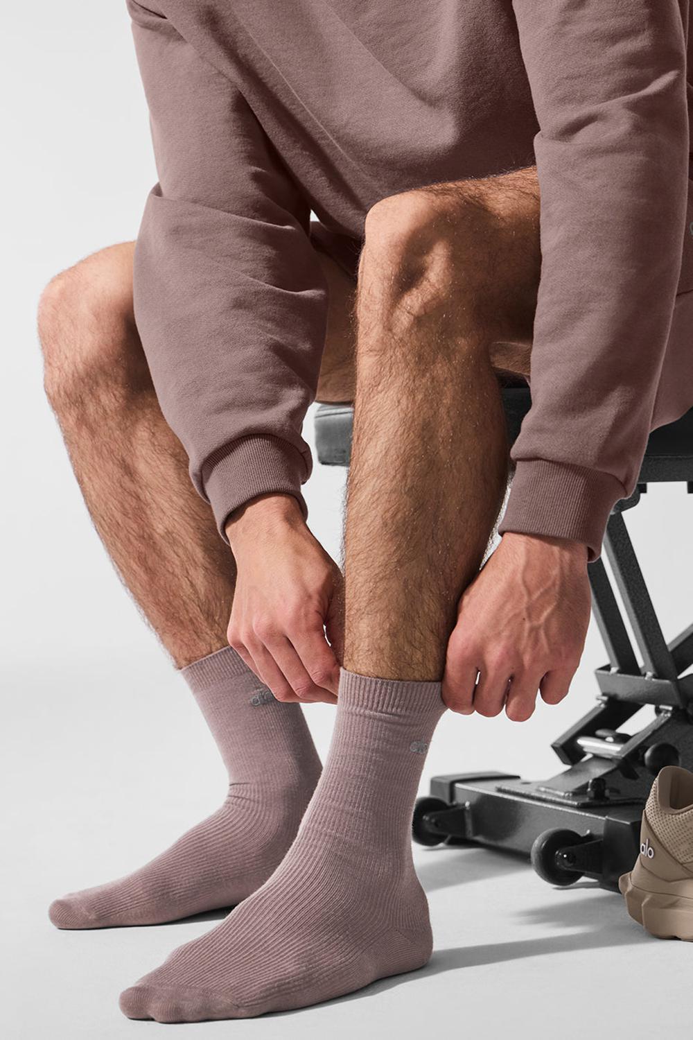 Mushroom Alo Yoga Unisex Half-Crew Understated Men Sock | KSA  CTY130657