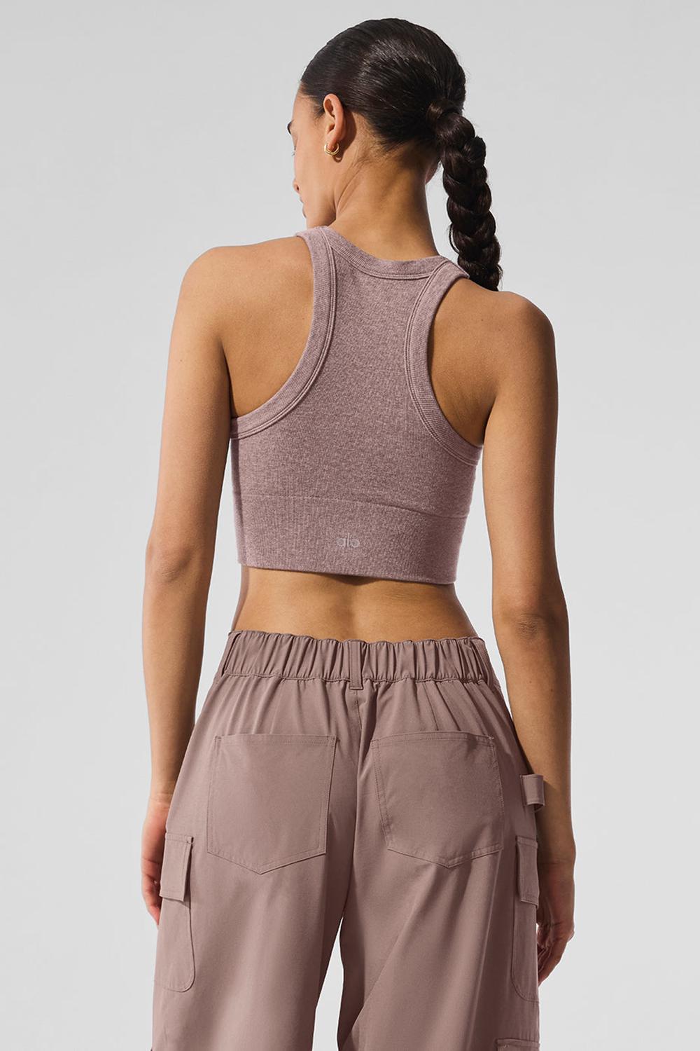 Mushroom Heather Alo Yoga Seamless Delight High Neck Women Bra | KSA  KCL148523