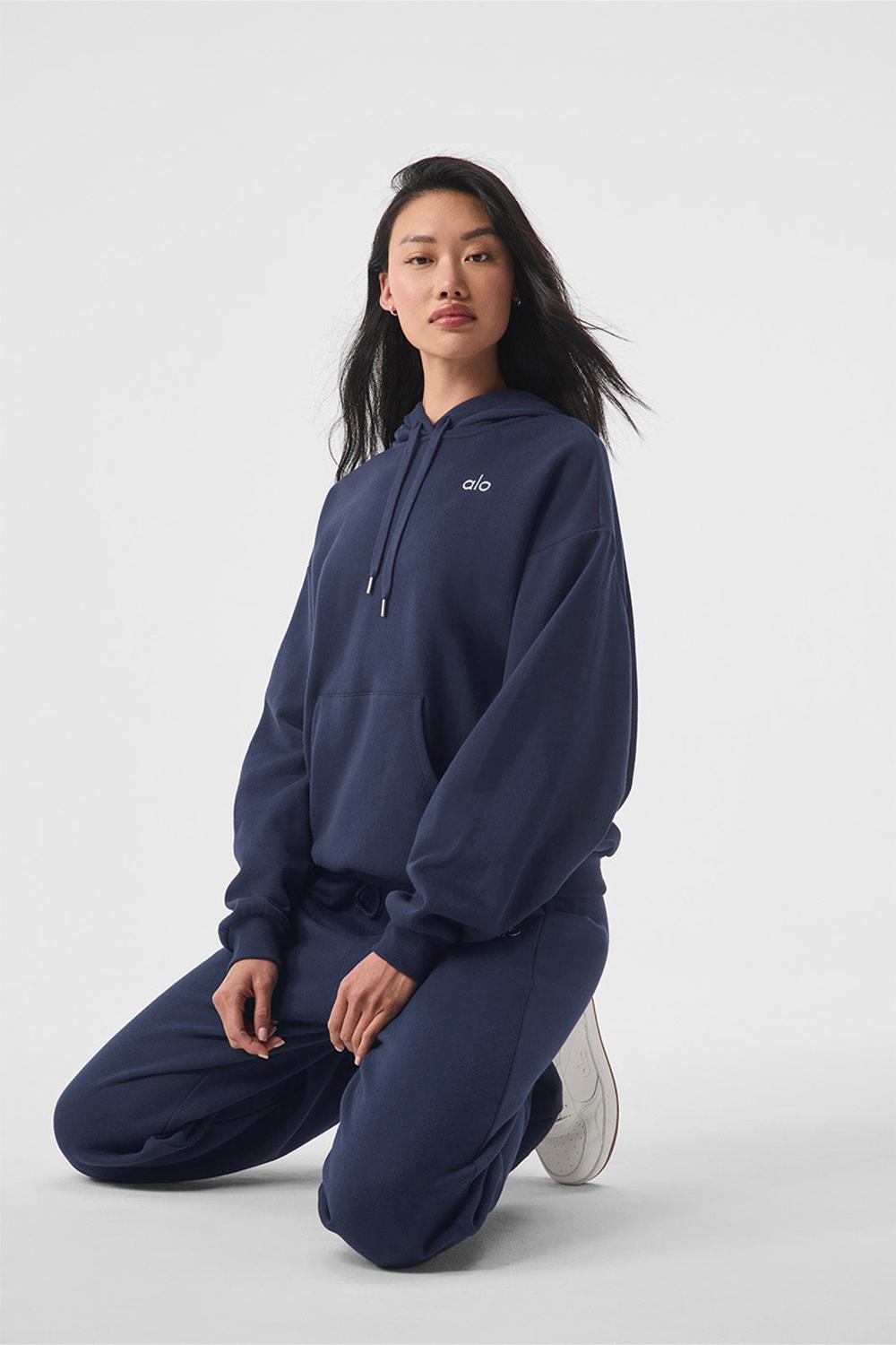 Navy Alo Yoga Accolade Women Hoodie | KSA  WZN593701