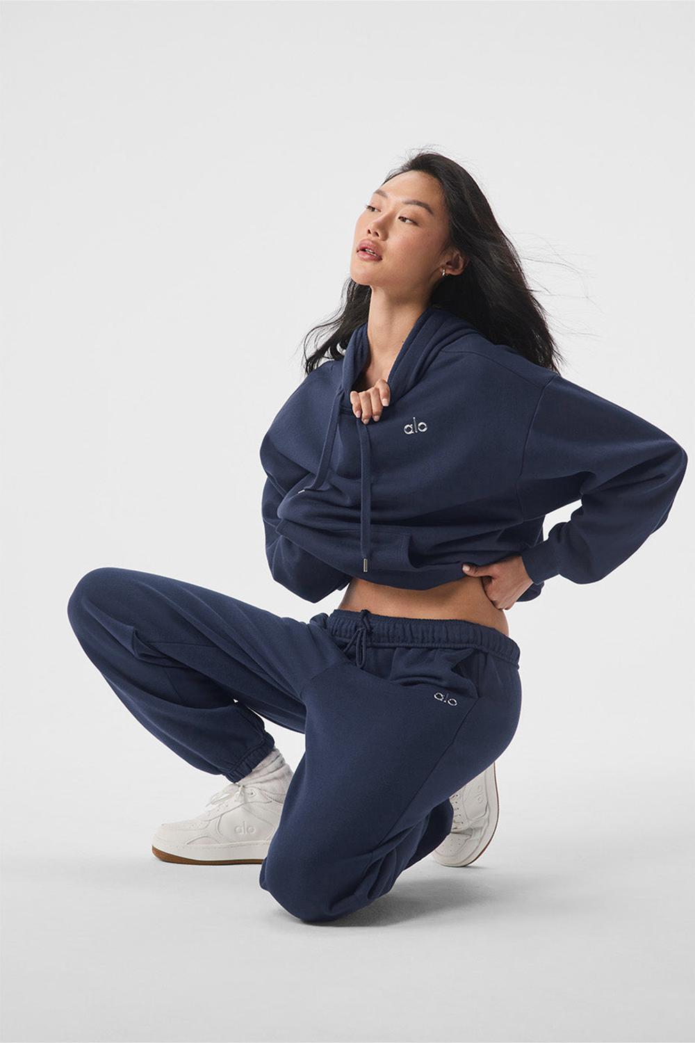 Navy Alo Yoga Accolade Women Hoodie | KSA  WZN593701
