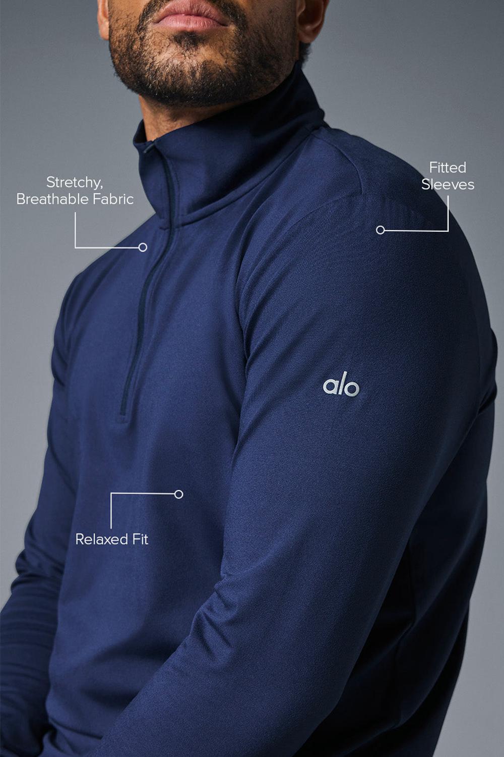 Navy Alo Yoga Conquer 1/4 Zip Reform Men Long Sleeve | KSA  FLP312608