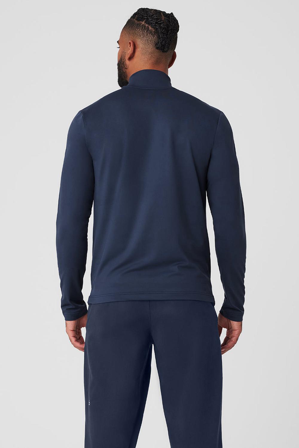 Navy Alo Yoga Conquer Reform Mock Neck Men Long Sleeve | KSA  NPZ846791