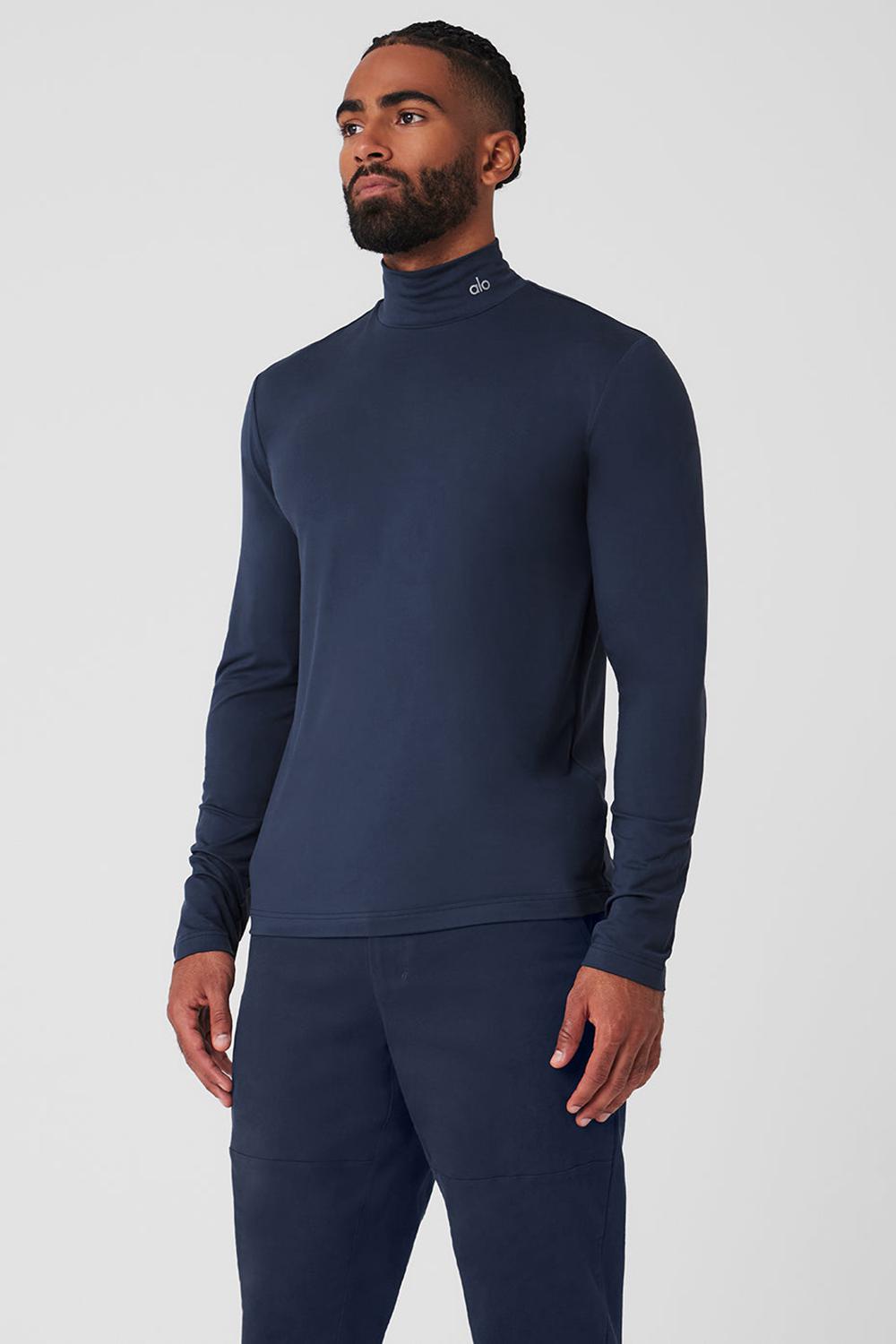 Navy Alo Yoga Conquer Reform Mock Neck Men Long Sleeve | KSA  NPZ846791