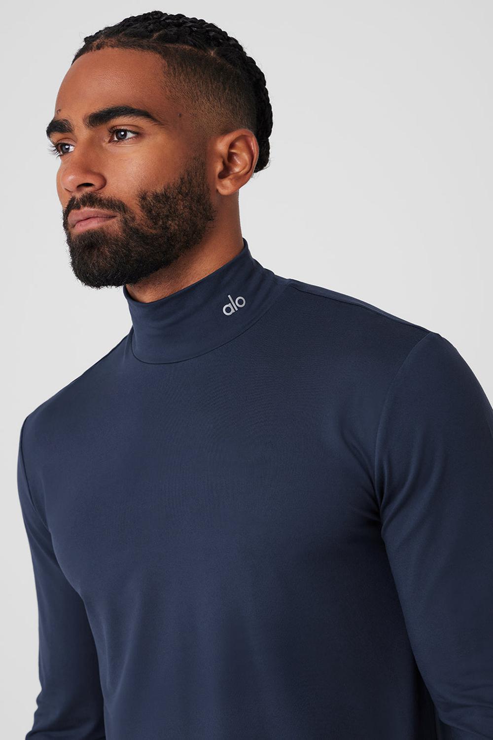 Navy Alo Yoga Conquer Reform Mock Neck Men Long Sleeve | KSA  NPZ846791