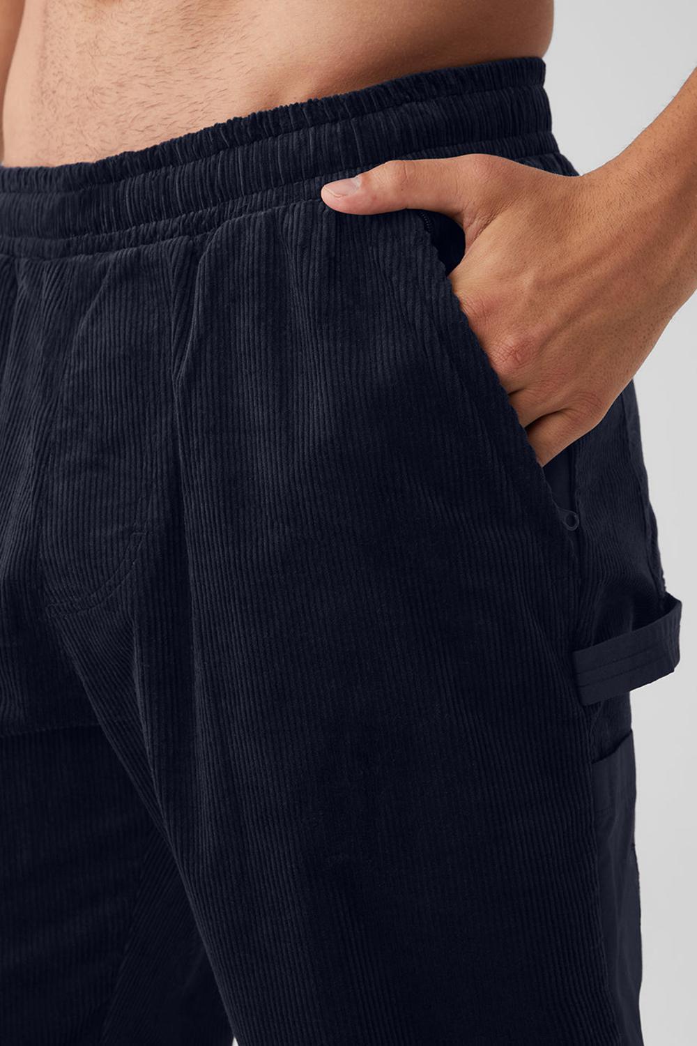 Navy Alo Yoga Corduroy District Men Sweatpant | KSA  JMW203451
