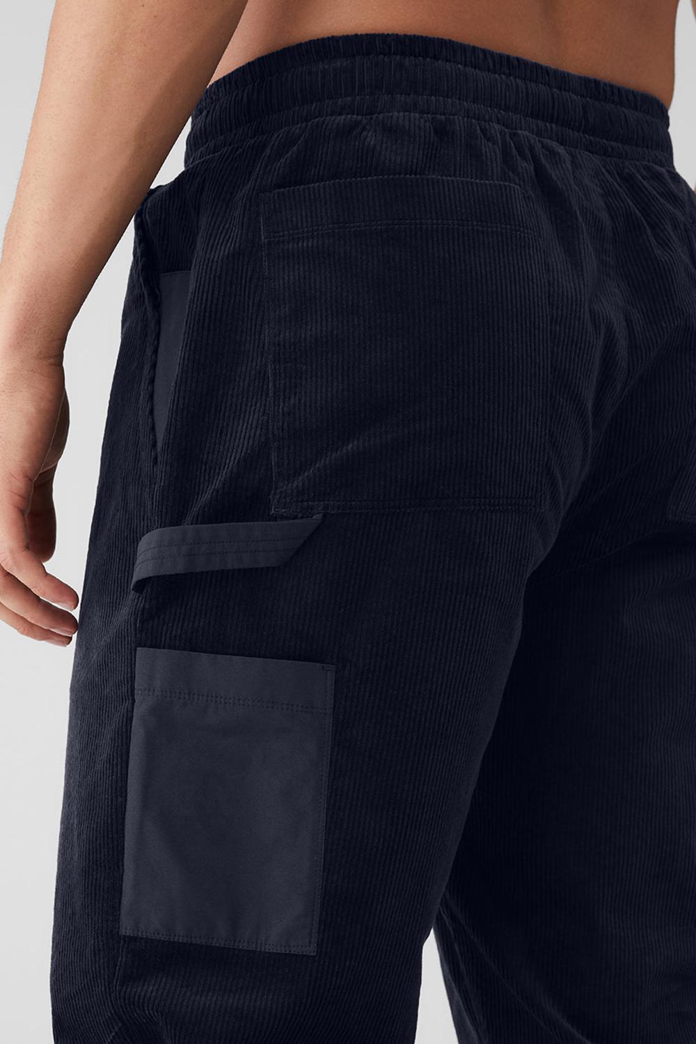 Navy Alo Yoga Corduroy District Men Sweatpant | KSA  JMW203451
