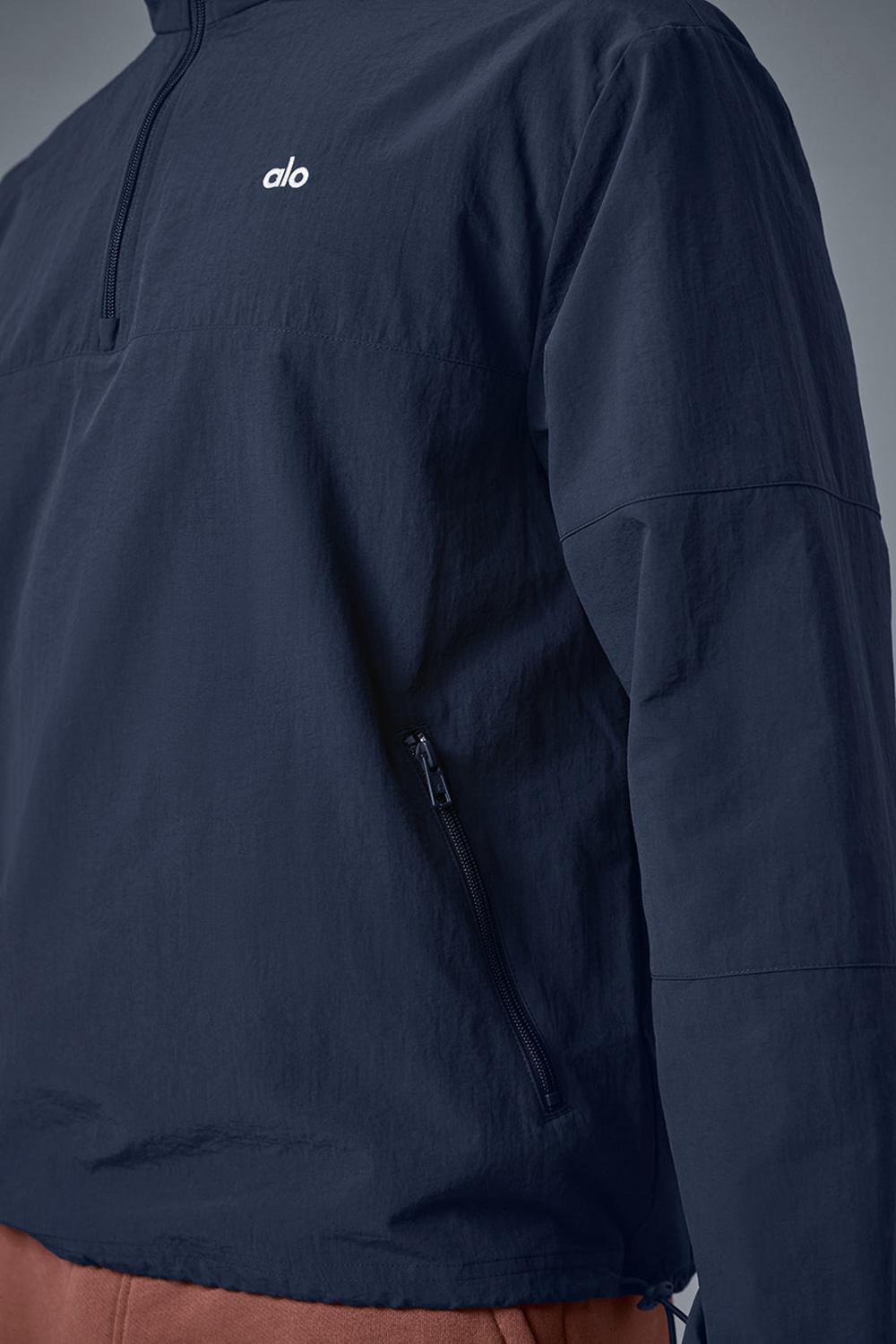 Navy Alo Yoga Light Weight Takeaway Track Men Pullover | KSA  FHJ325918