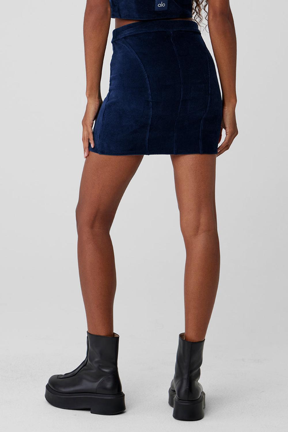 Navy Alo Yoga Micro Corduroy Winter Break Mini Women Skirt | KSA  UJA076193