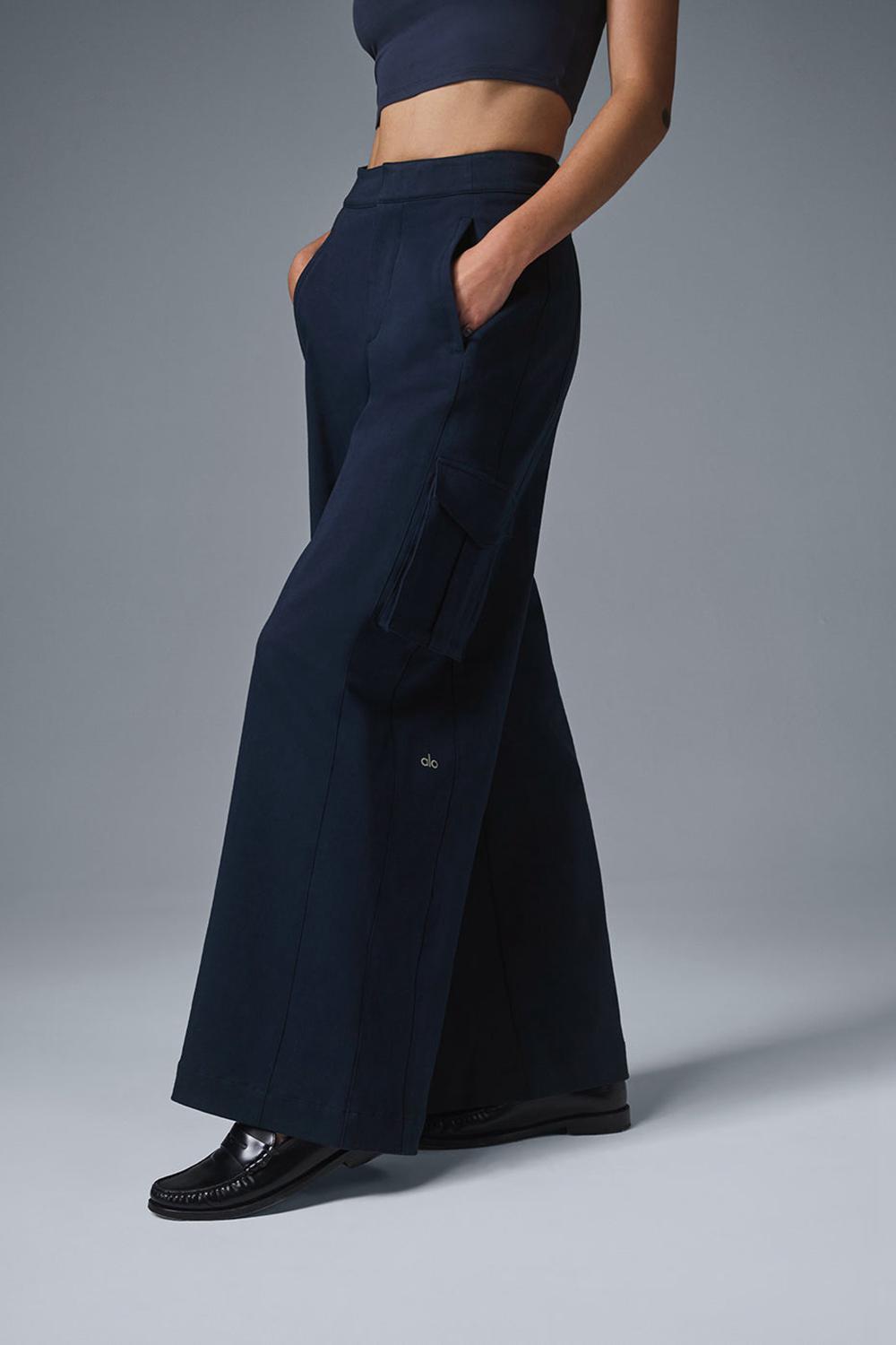 Navy Alo Yoga Show Off Cargo Wide Leg Women Pant | KSA  GWL765028
