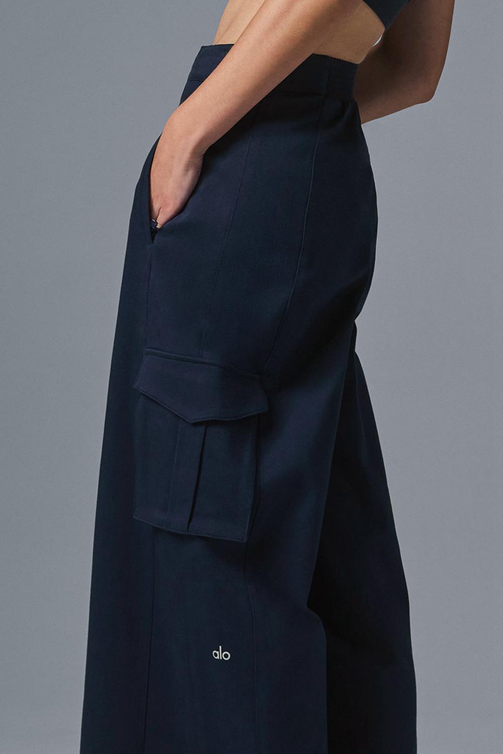 Navy Alo Yoga Show Off Cargo Wide Leg Women Pant | KSA  GWL765028