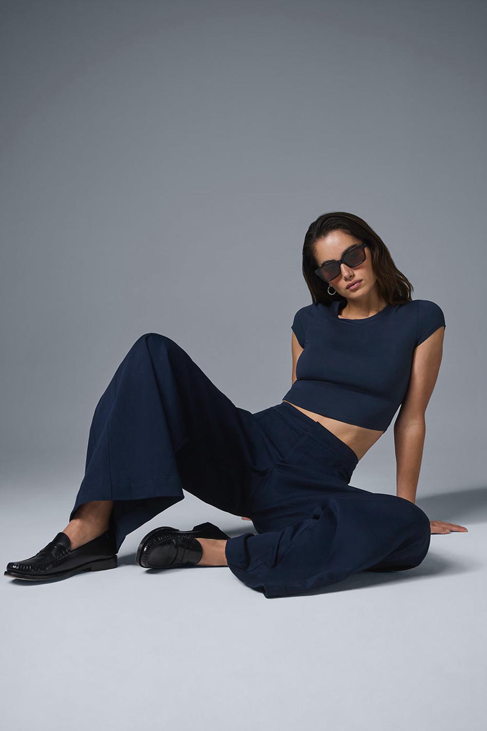 Navy Alo Yoga Show Off Cargo Wide Leg Women Pant | KSA  GWL765028