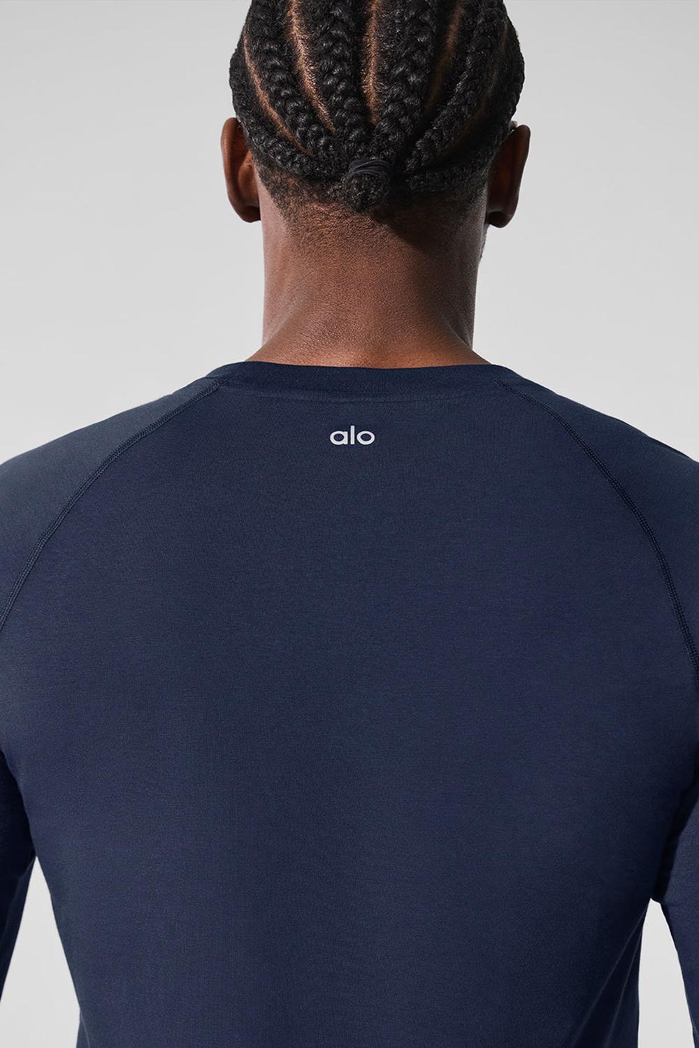 Navy Alo Yoga Vapor Crewneck Men Long Sleeve | KSA  BRW385649
