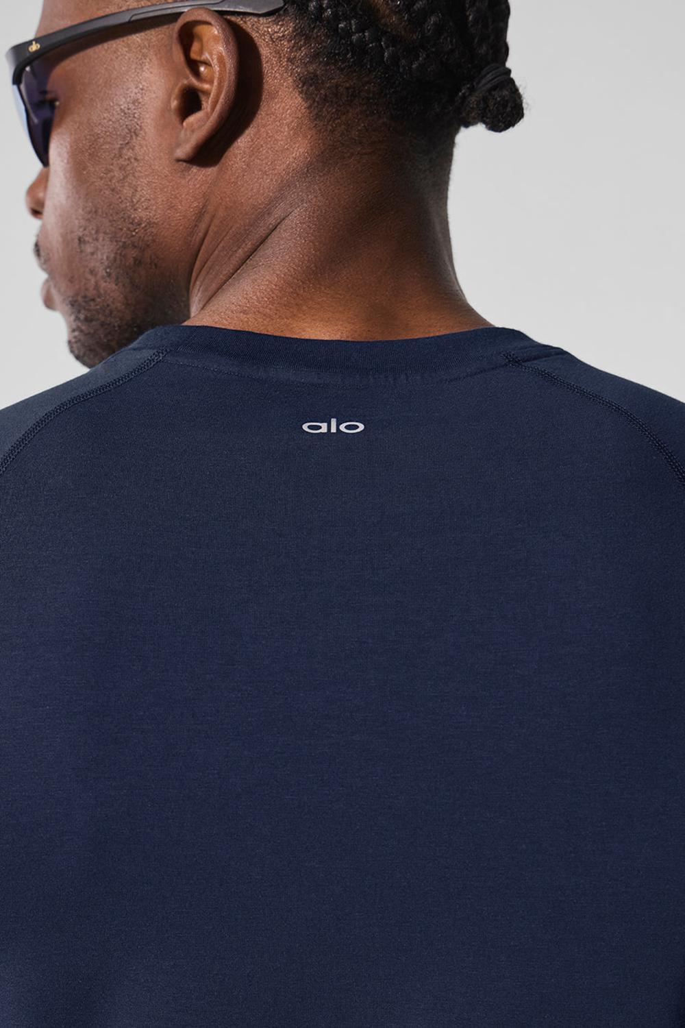 Navy Alo Yoga Vapor Crewneck Men Short Sleeve | KSA  FOM568024