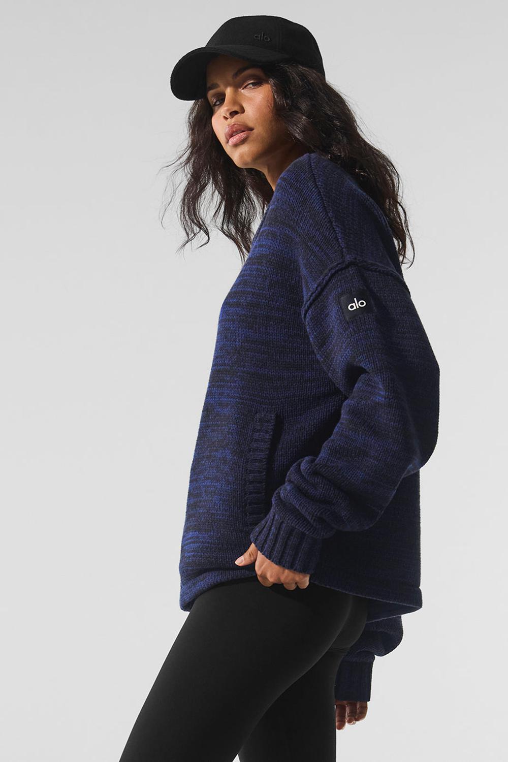 Navy Multi Alo Yoga Heritage Full Zip Women Sweater | KSA  VET146237