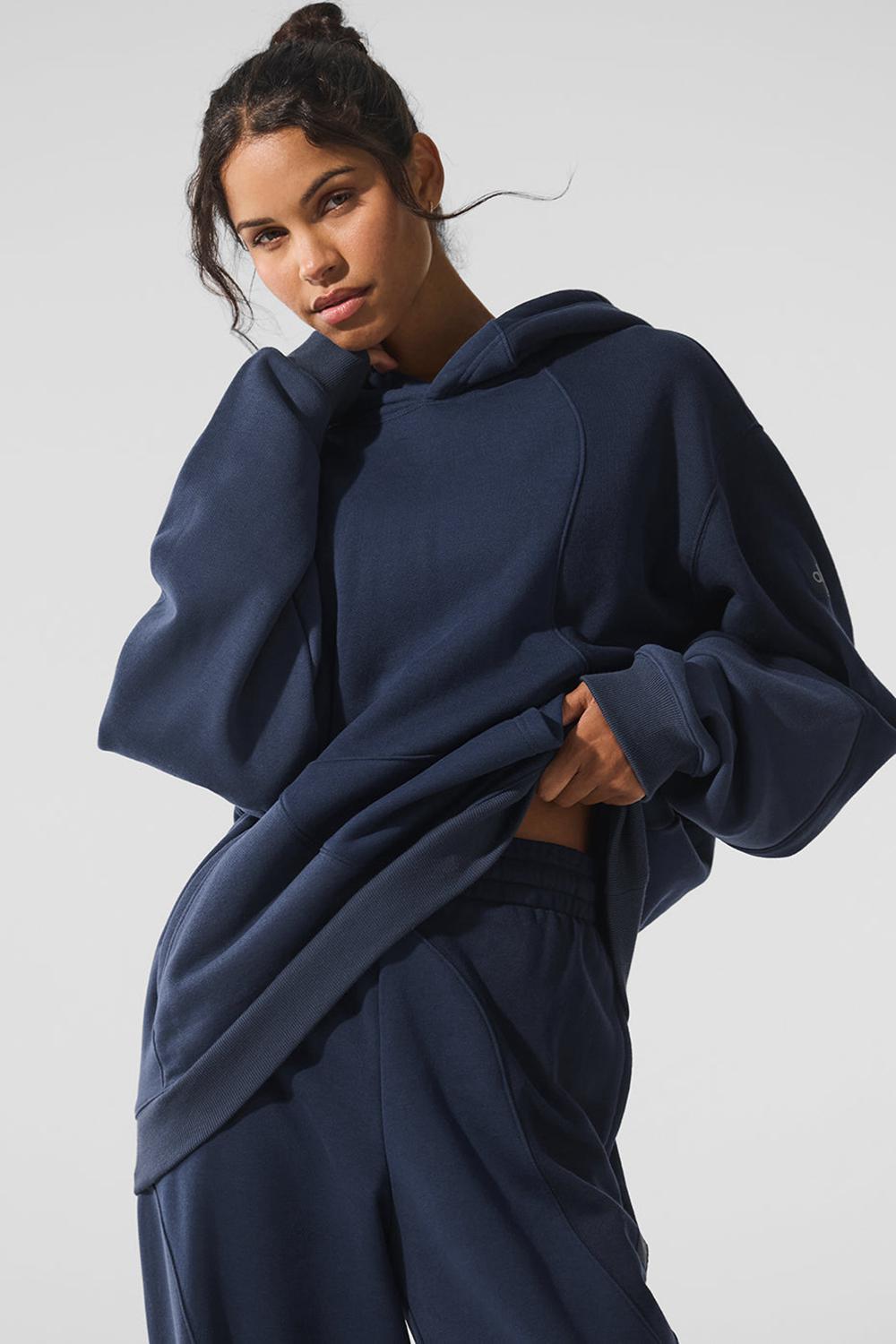 Navy Tonal Alo Yoga Make Waves Women Hoodie | KSA  LQF763259