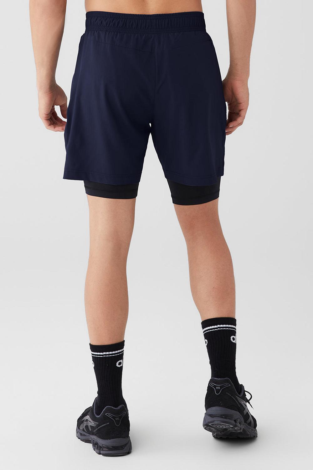 Navy / Black Alo Yoga 7'' Unity 2 In 1 Men Short | KSA  KYC285036