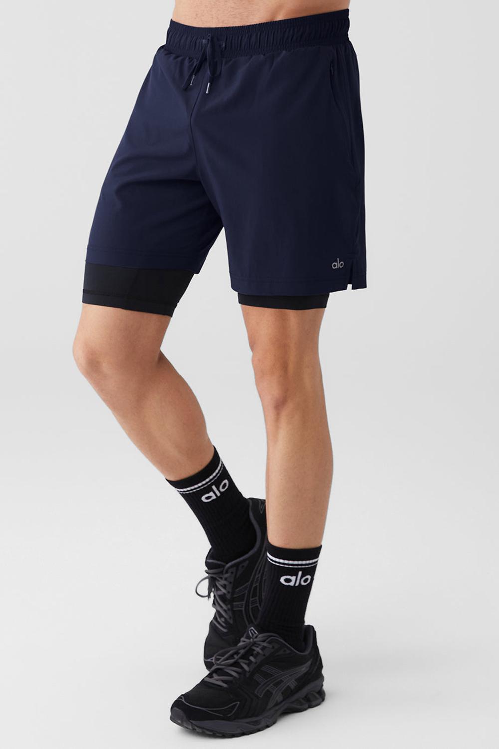 Navy / Black Alo Yoga 7'' Unity 2 In 1 Men Short | KSA  KYC285036