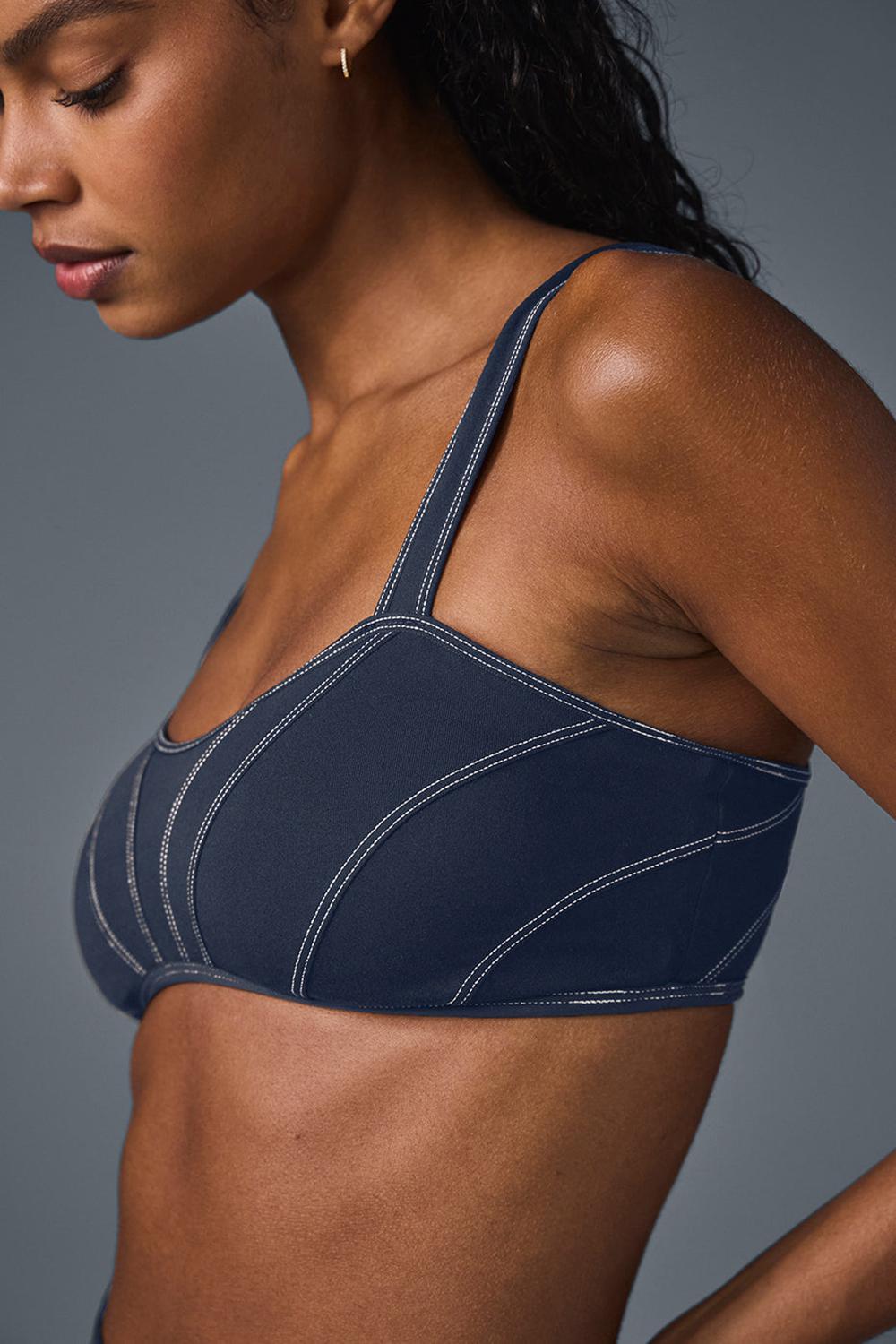 Navy / Ivory Alo Yoga Alosoft Sunray Women Bra | KSA  FYZ975186