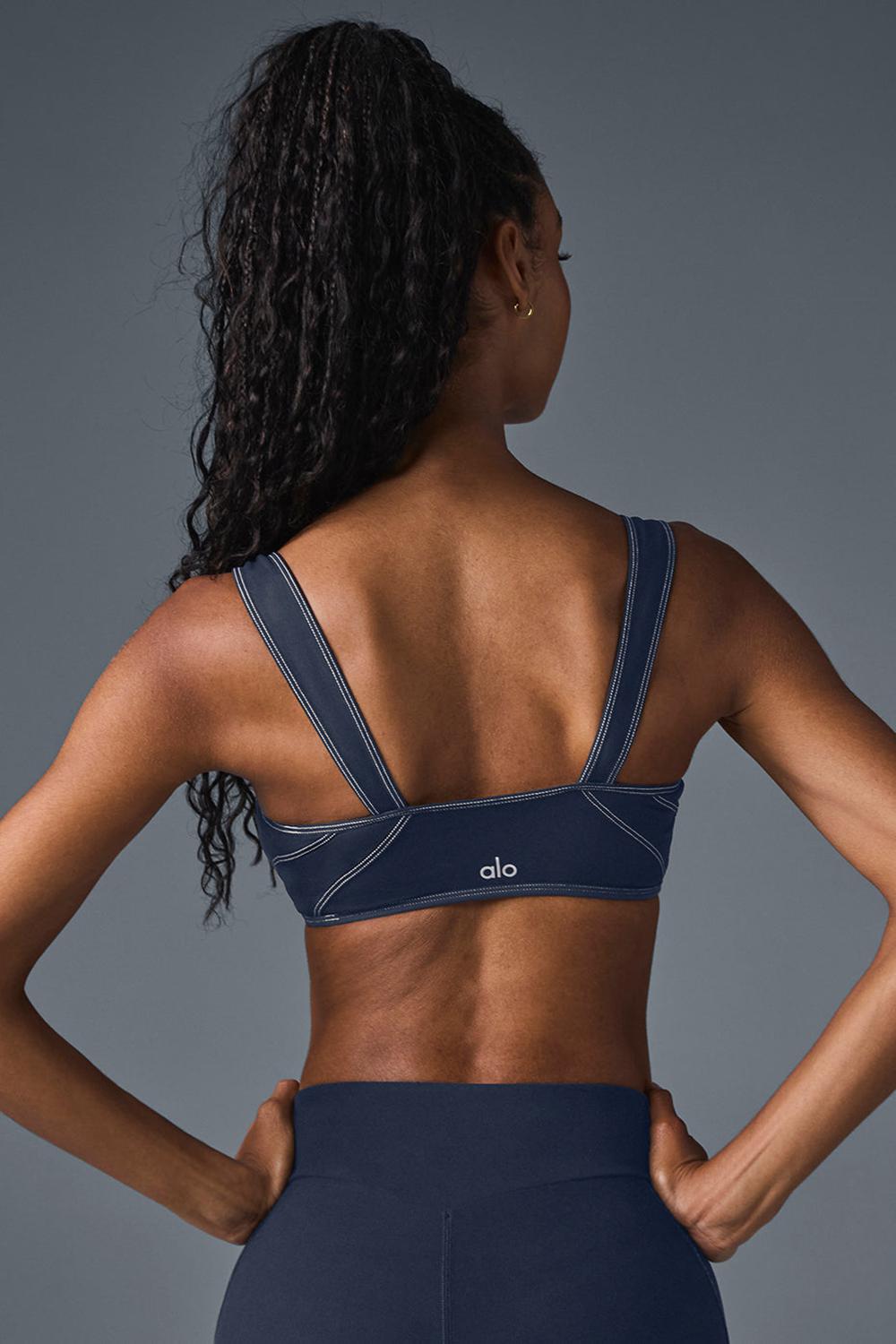 Navy / Ivory Alo Yoga Alosoft Sunray Women Bra | KSA  FYZ975186