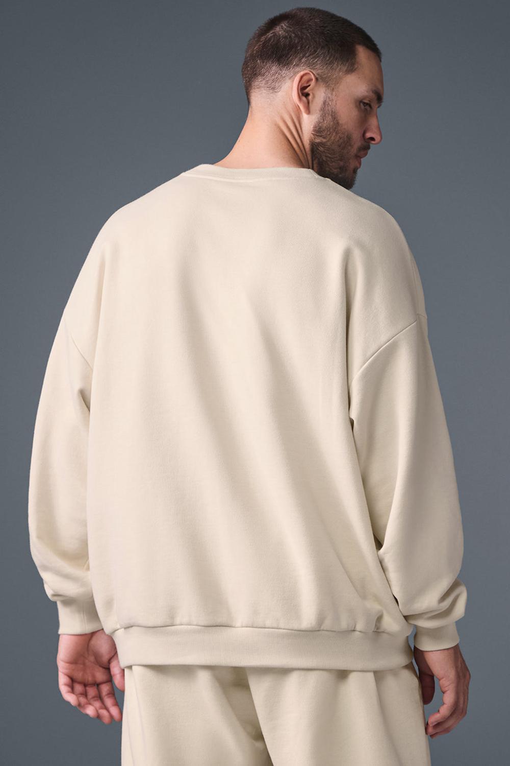 Oat Milk Alo Yoga Accolade Crew Neck Men Pullover | KSA  AVS324876