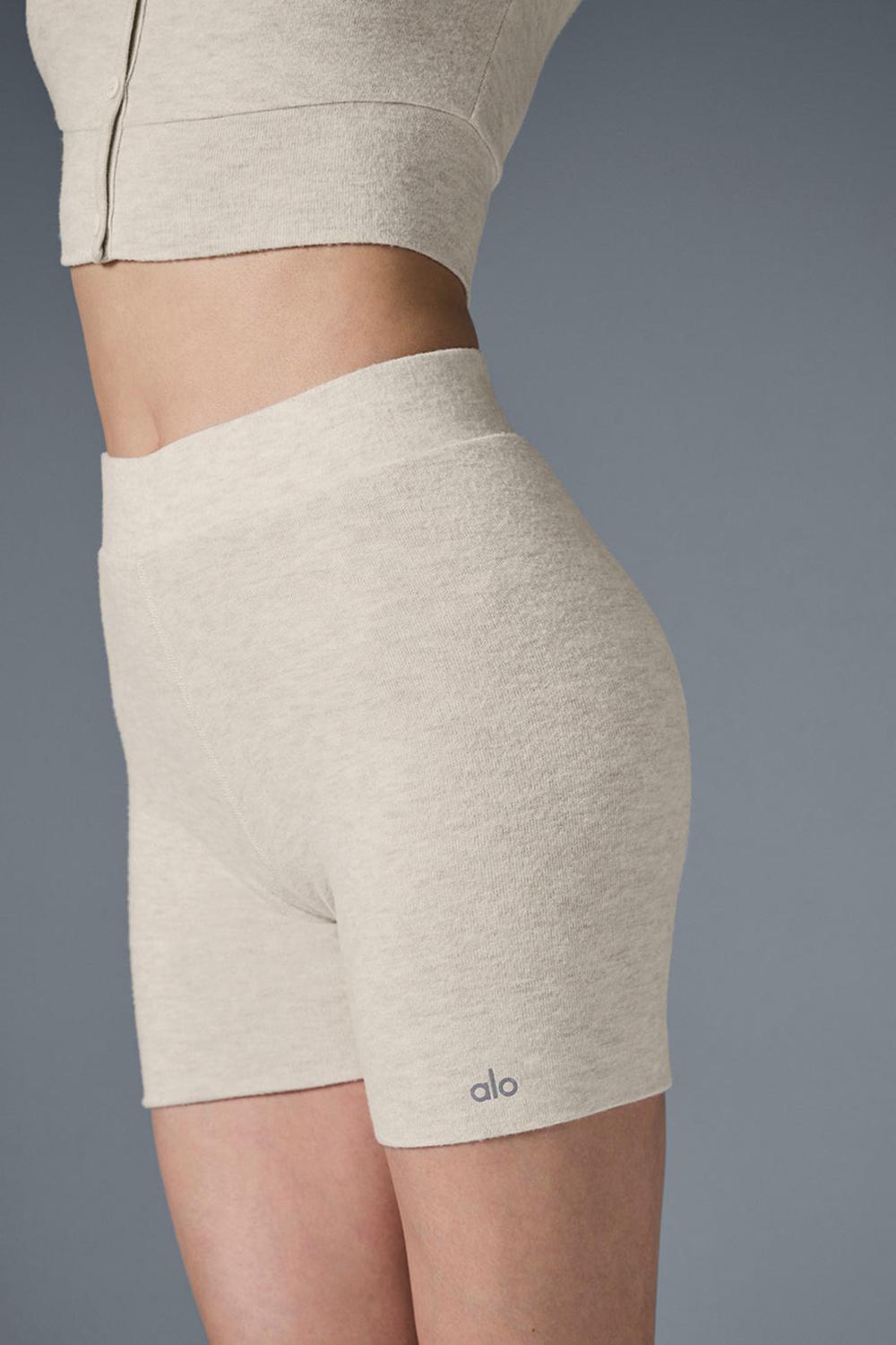 Oatmeal Heather Alo Yoga Alolux High-Waist Me Time Women Short | KSA  XJB570216
