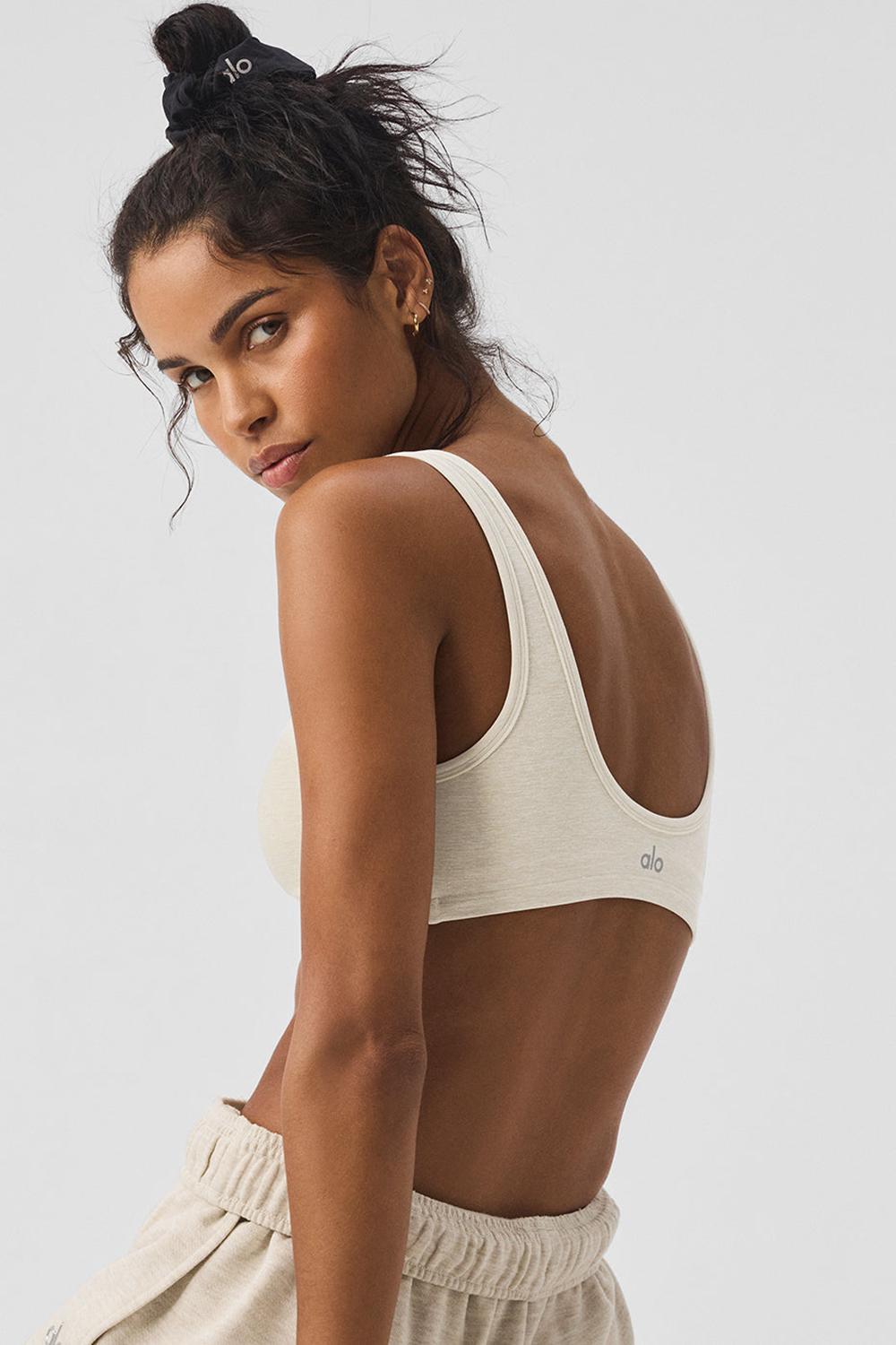 Oatmeal Heather Alo Yoga Alosoft Center Stage Women Bra | KSA  SKJ752038