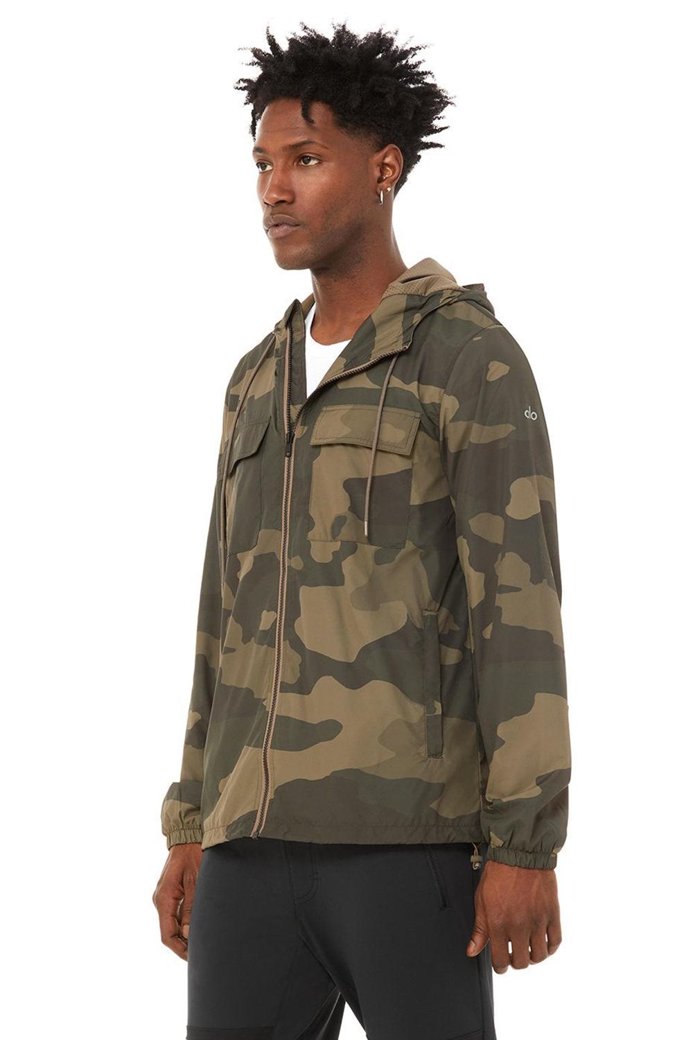 Olive Branch Camouflage Alo Yoga Stride Men Jacket | KSA  KAF129845