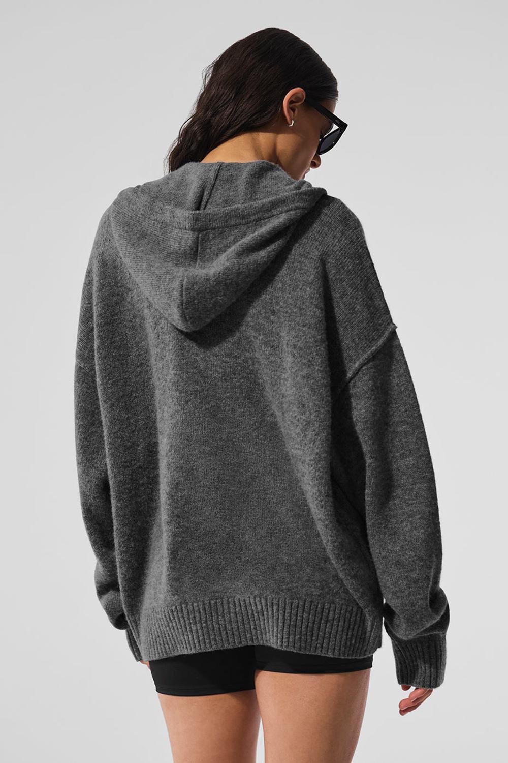Platinum Grey Alo Yoga New Class Cashmere Full Zip Women Hoodie | KSA  ONQ674592