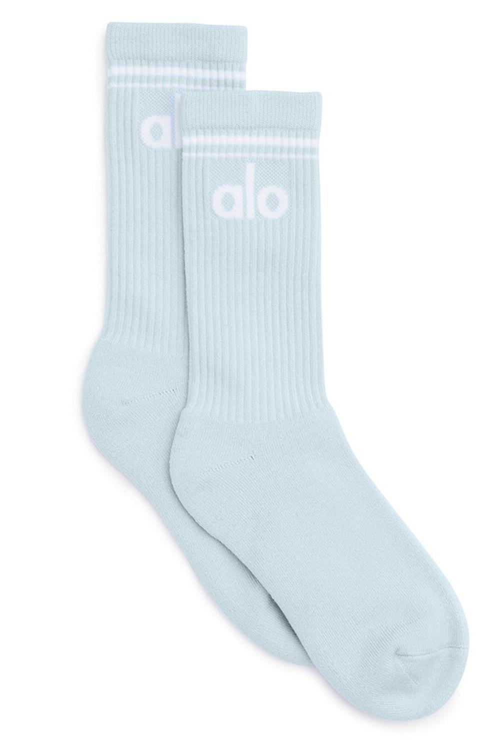 Powder Blue / White Alo Yoga Unisex Throwback Women Sock | KSA  WUE647923