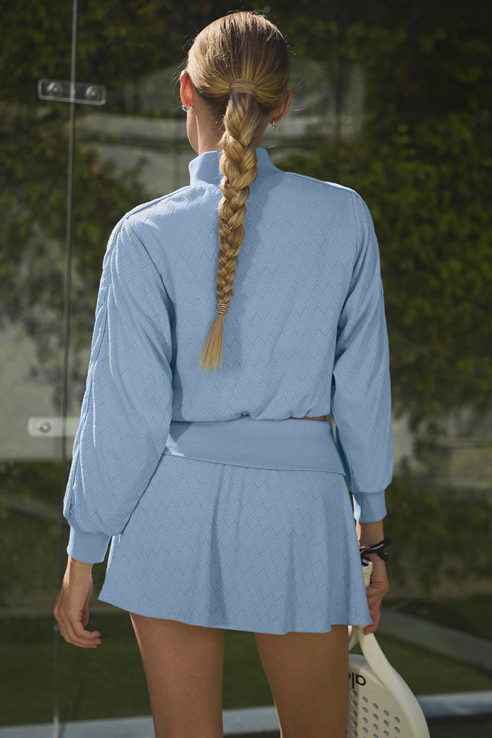 Seashell Blue Alo Yoga Cropped Doubles Only Full Zip Women Jacket | KSA  JPK053618