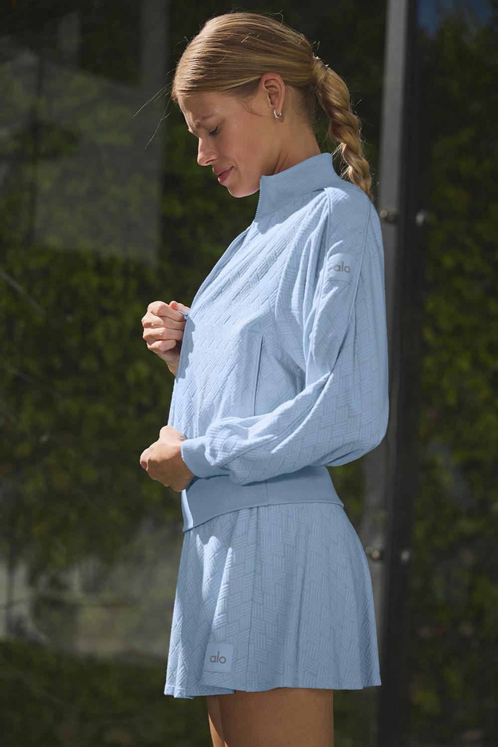 Seashell Blue Alo Yoga Cropped Doubles Only Full Zip Women Jacket | KSA  JPK053618