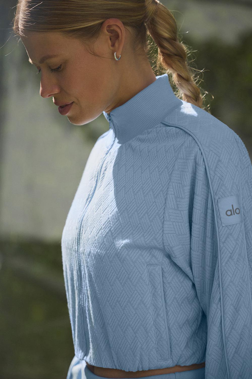 Seashell Blue Alo Yoga Cropped Doubles Only Full Zip Women Jacket | KSA  JPK053618