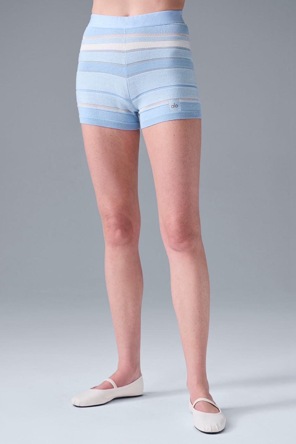 Seashell Blue / Ivory Alo Yoga Sport Play High-Waist Knit Women Short | KSA  XPU098512