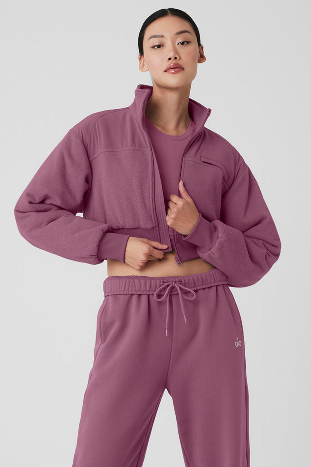 Soft Mulberry Alo Yoga Polar Fleece Cropped Wintry Mix Women Jacket | KSA  DUK176309
