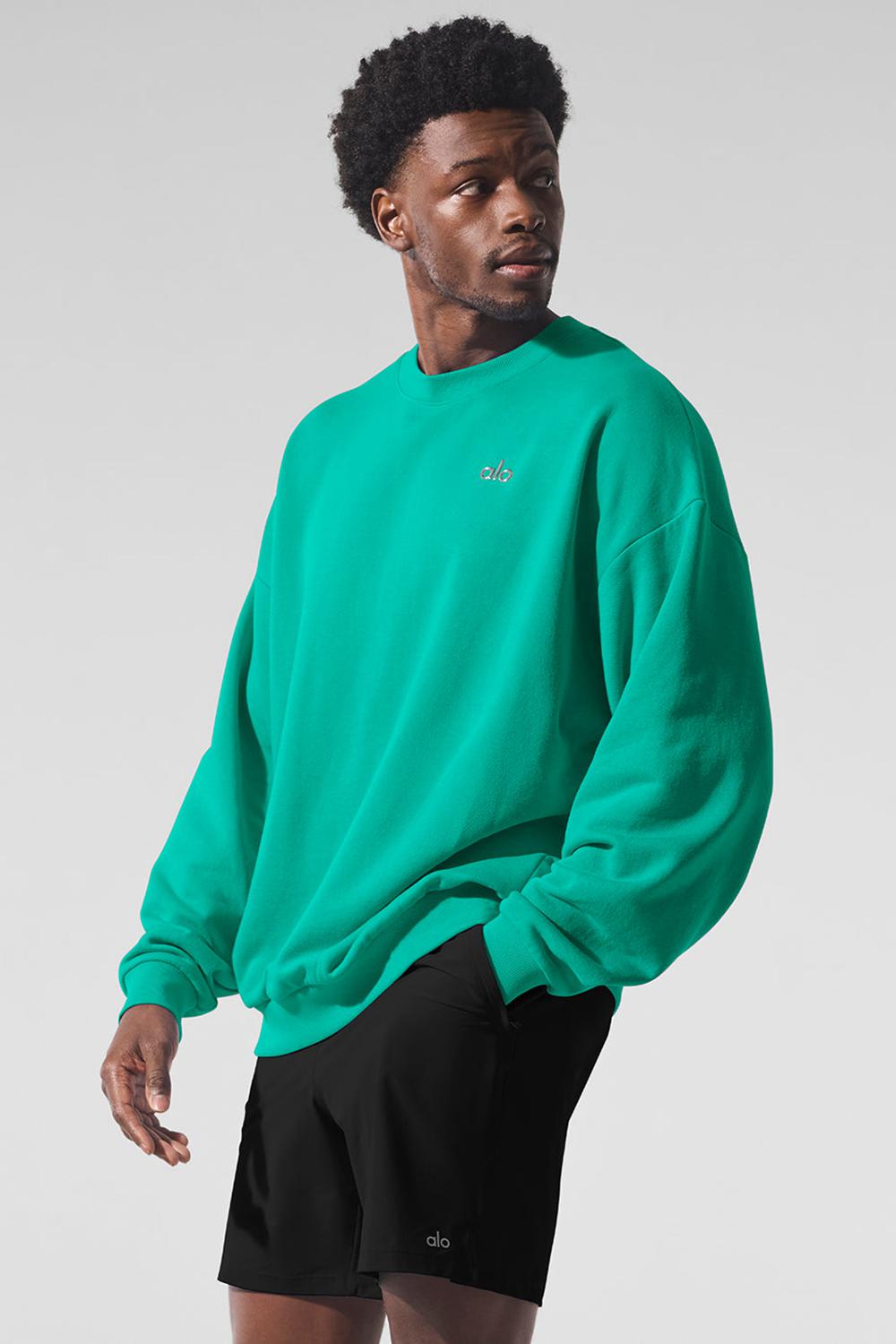 Spruce Green Alo Yoga Accolade Crew Neck Men Pullover | KSA  GZL460981